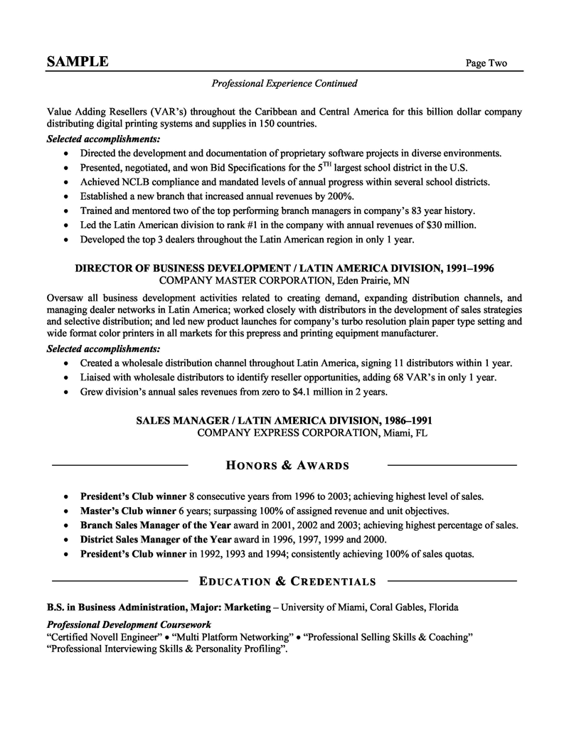 Sales job resume description
